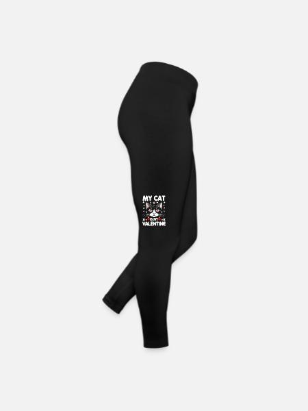 Meine Katze Ist mein Valentin - Frauen Jersey Leggings - Schwarz - Rechts