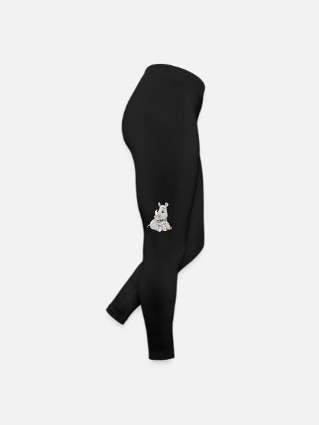 Süßes, schüchternes Baby-Nashorn mit Kamille - Frauen Jersey Leggings - Schwarz - Rechts