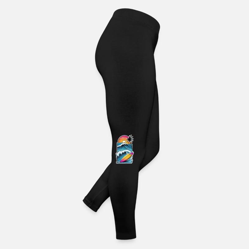 Surfing Beach Palm Tree Sunshine Holidays Women’s Jersey Leggings