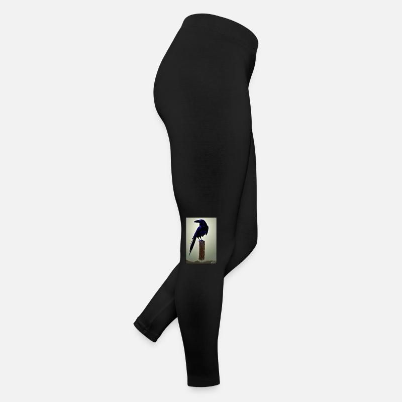 Mystical Night Blue Raven Bird Women’s Jersey Leggings