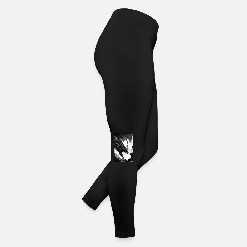 Dragon Creature Fantasy Noir et Blanc 2 Legging en jersey Femme