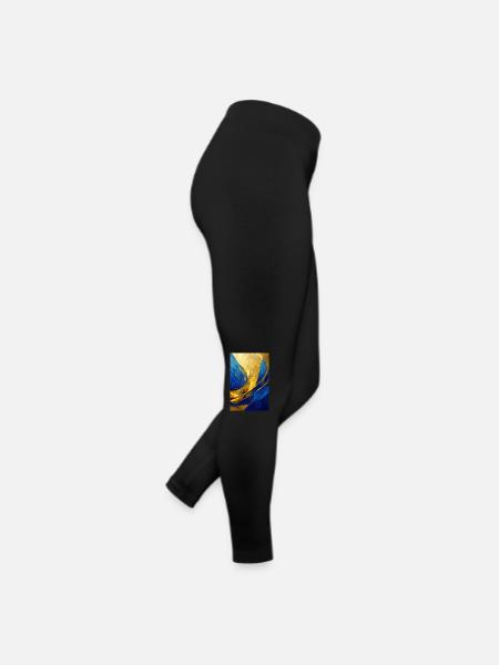 Abstract Painting in Blue and Gold - Frauen Jersey Leggings - Schwarz - Rechts
