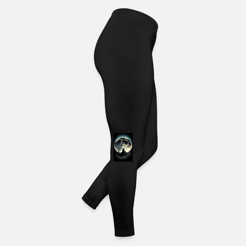 A man facing the moon - Women’s Jersey Leggings - black
