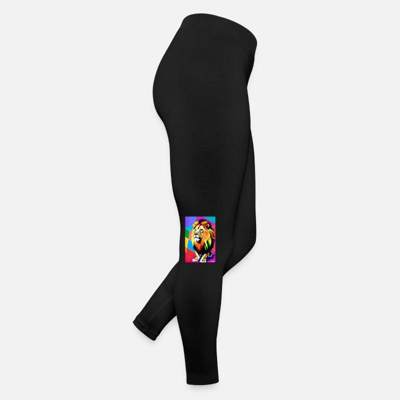 Löwe Polygon Regenbogen Bunt Wildnis Wildtier Frauen Jersey Leggings