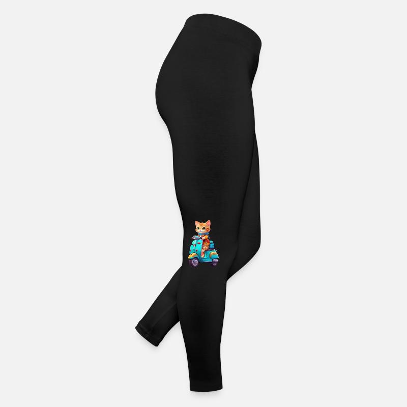 Katze fährt Roller Frauen Jersey Leggings