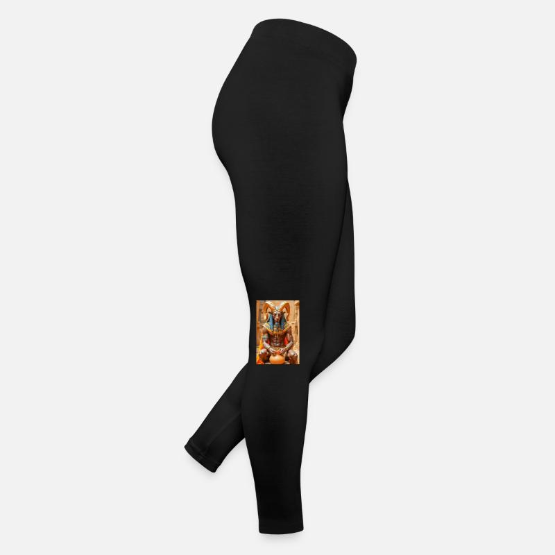 Khnum, widderköpfiger Gott, der einen Menschen aus Lehm formt. Frauen Jersey Leggings