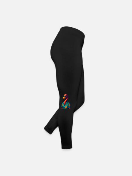 WPAP Stil Tiere - Flamingo mit Sonnenbrille - Frauen Jersey Leggings - Schwarz - Rechts