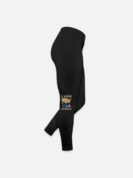 I like (love) USA Mandala / Mandala on USA Map - Women’s Jersey Leggings - black - Right