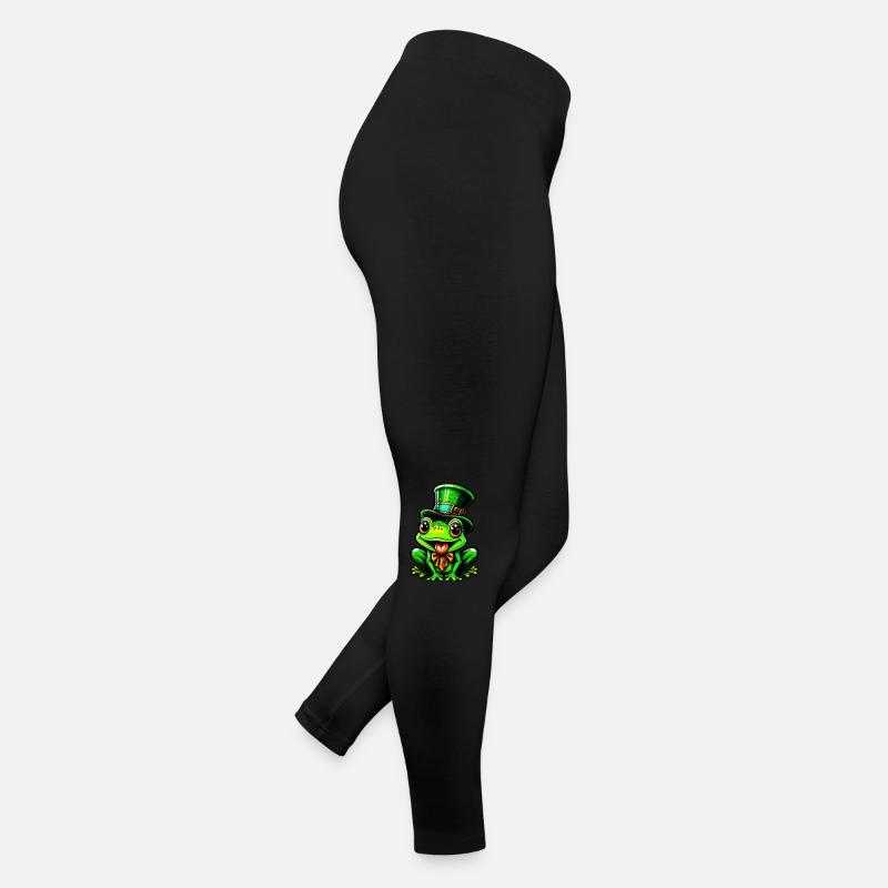 Cuddly frog with St. Patrick's Day top hat Women’s Jersey Leggings