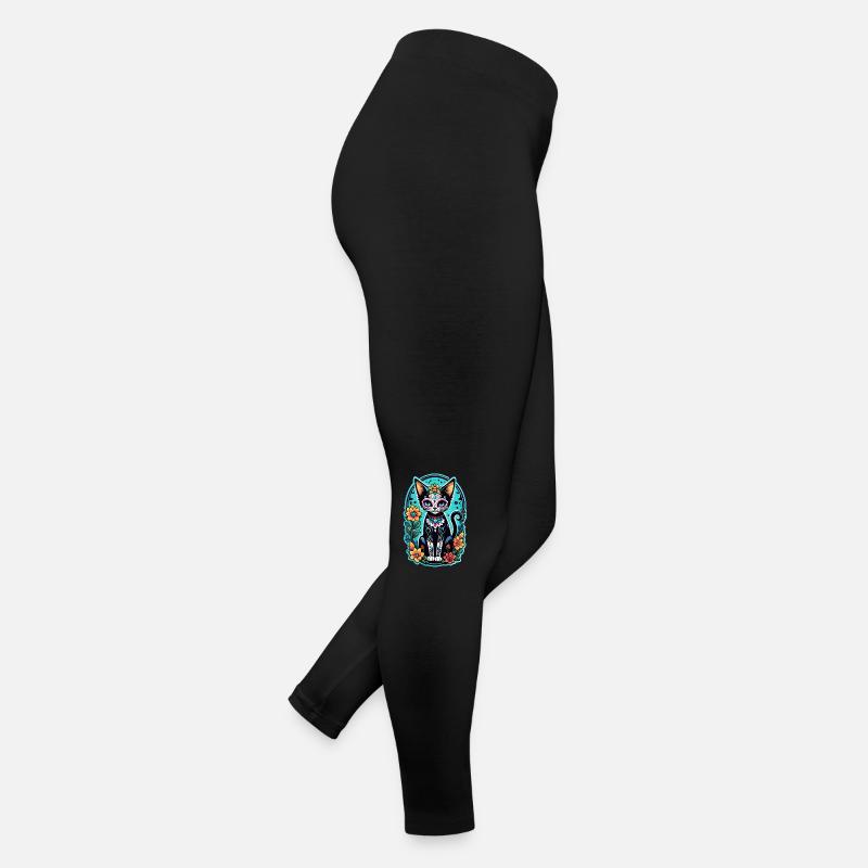 Katze Mexiko - Dia de los Muertos Frauen Jersey Leggings