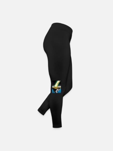 Flying Island Outer Space - Frauen Jersey Leggings - Schwarz - Rechts