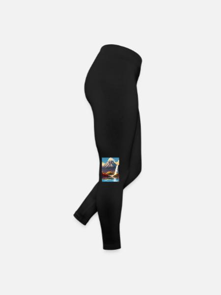 Japan Tower Wasserfall Gemälde - Frauen Jersey Leggings - Schwarz - Rechts