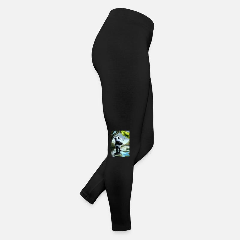 Panda mit Blatt Regenschirm Frauen Jersey Leggings