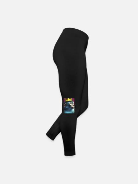 Affe mit Krone - Frauen Jersey Leggings - Schwarz - Rechts