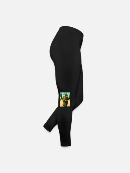 Lachender Kaktus in der Wüste - Frauen Jersey Leggings - Schwarz - Rechts
