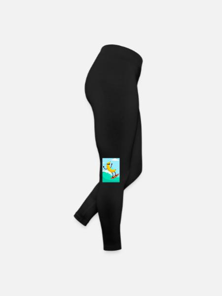 Surfen Banane - Frauen Jersey Leggings - Schwarz - Rechts