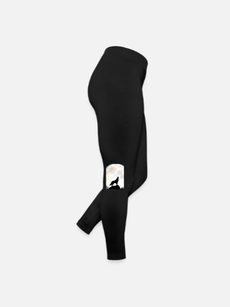 Wolf bei Nacht - Frauen Jersey Leggings - Schwarz - Rechts