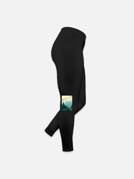 Nebliger Wald - Frauen Jersey Leggings - Schwarz - Rechts
