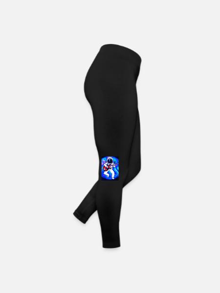 Astronaut spielt Gitarre - Frauen Jersey Leggings - Schwarz - Rechts