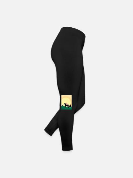 Katze reitet Pferd Minimal - Frauen Jersey Leggings - Schwarz - Rechts