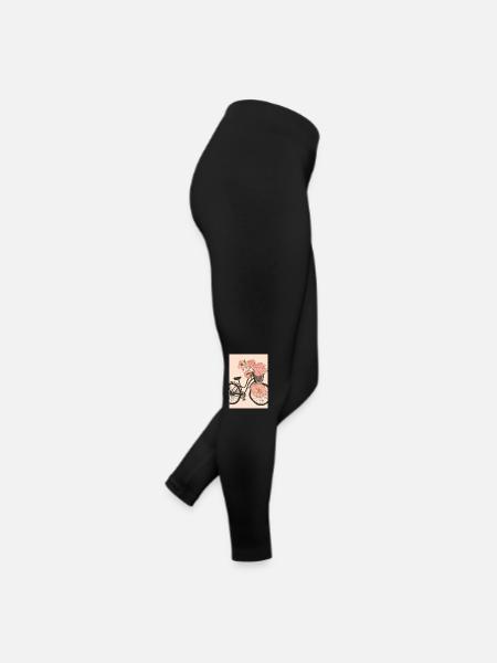Fahrrad mit Blumen - Frauen Jersey Leggings - Schwarz - Rechts
