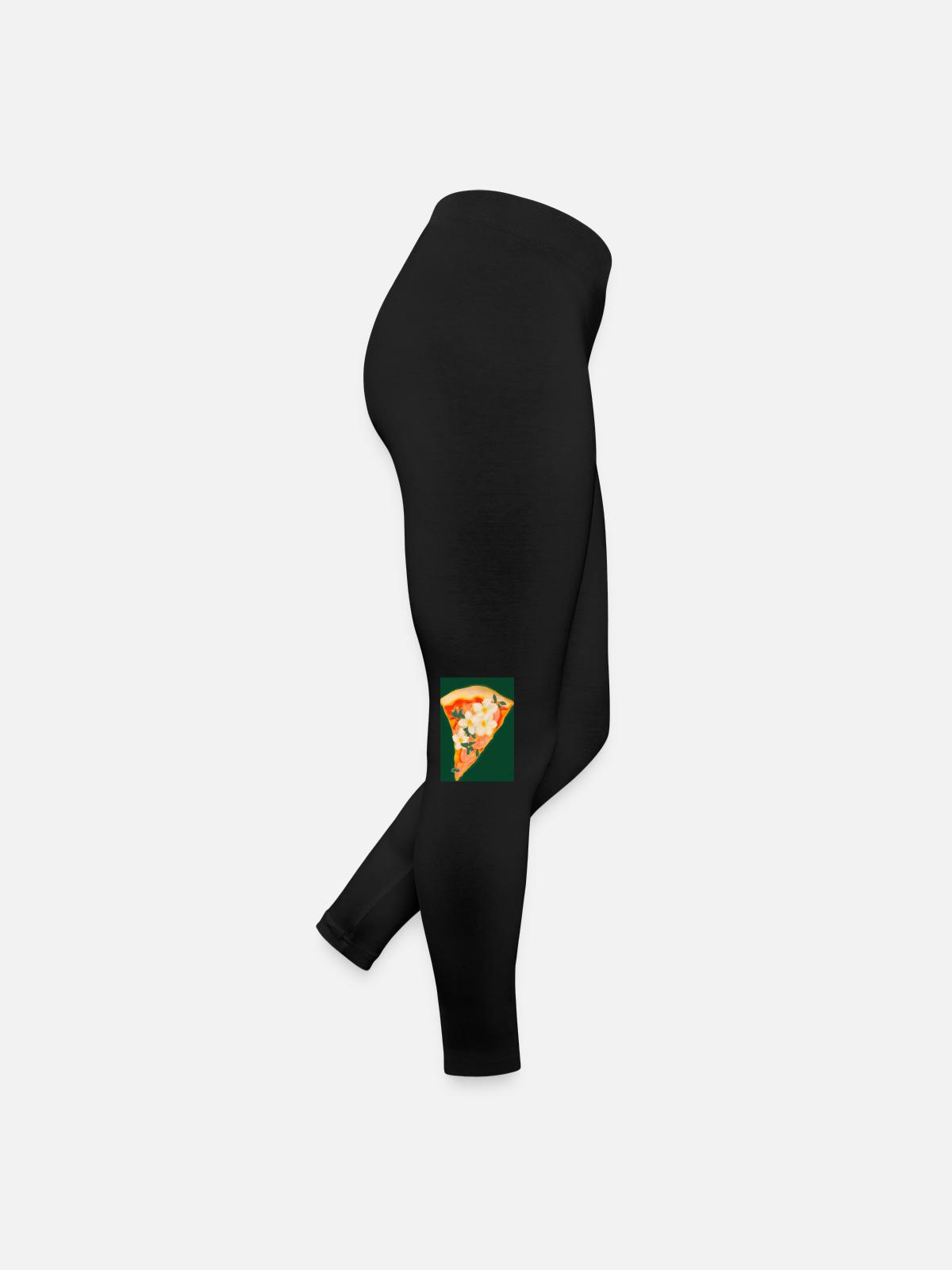 Blümchen-Pizza - Frauen Jersey Leggings - Schwarz - Rechts