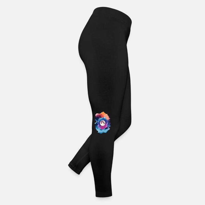 Full Moon Abstract Sky - Women’s Jersey Leggings - black
