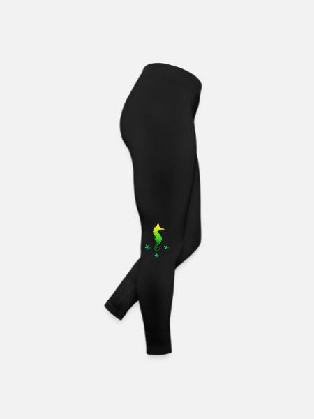 green seahorse seahorse learn to swim - Women’s Jersey Leggings - black - Right