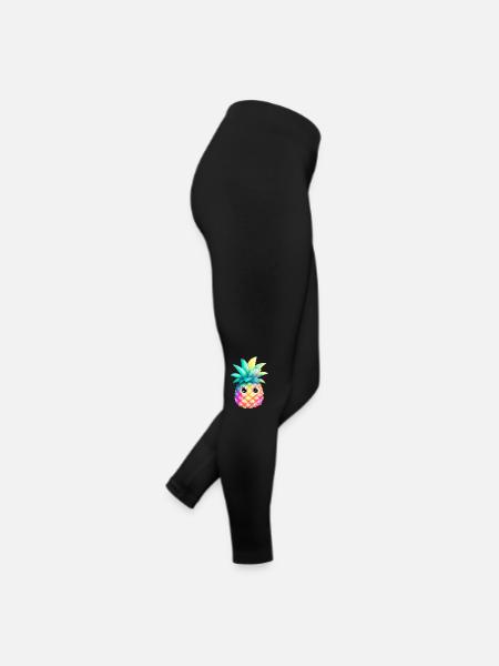Cute Colorful Pineapple Summer Fruit Holiday Gift - Women’s Jersey Leggings - black - Right