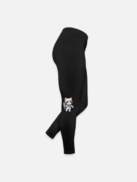 Astronaut Katze - Weltraum - Frauen Jersey Leggings - Schwarz - Rechts