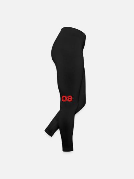 Number 8 Red Glitter - 8th Anniversary - Women’s Jersey Leggings - black - Right