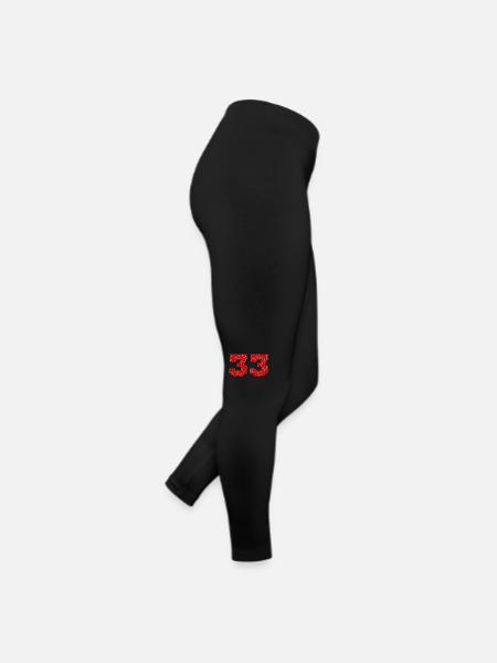 Numéro 33 paillettes rouge - 33e anniversaire - Legging en jersey Femme - noir - Droite