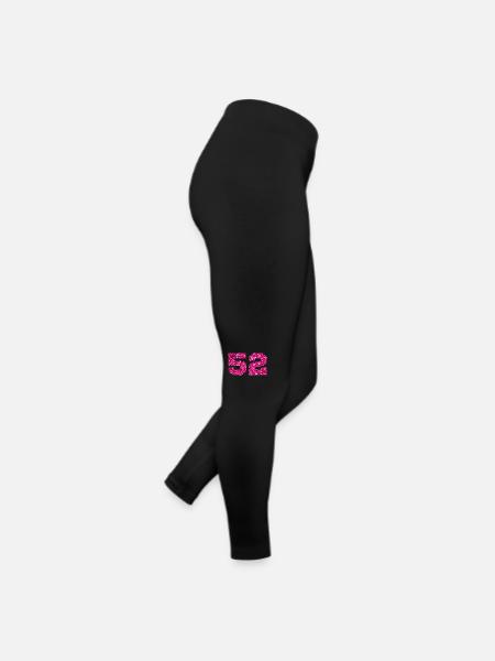 Number 52 Pink Glitter - 52nd Anniversary - Women’s Jersey Leggings - black - Right