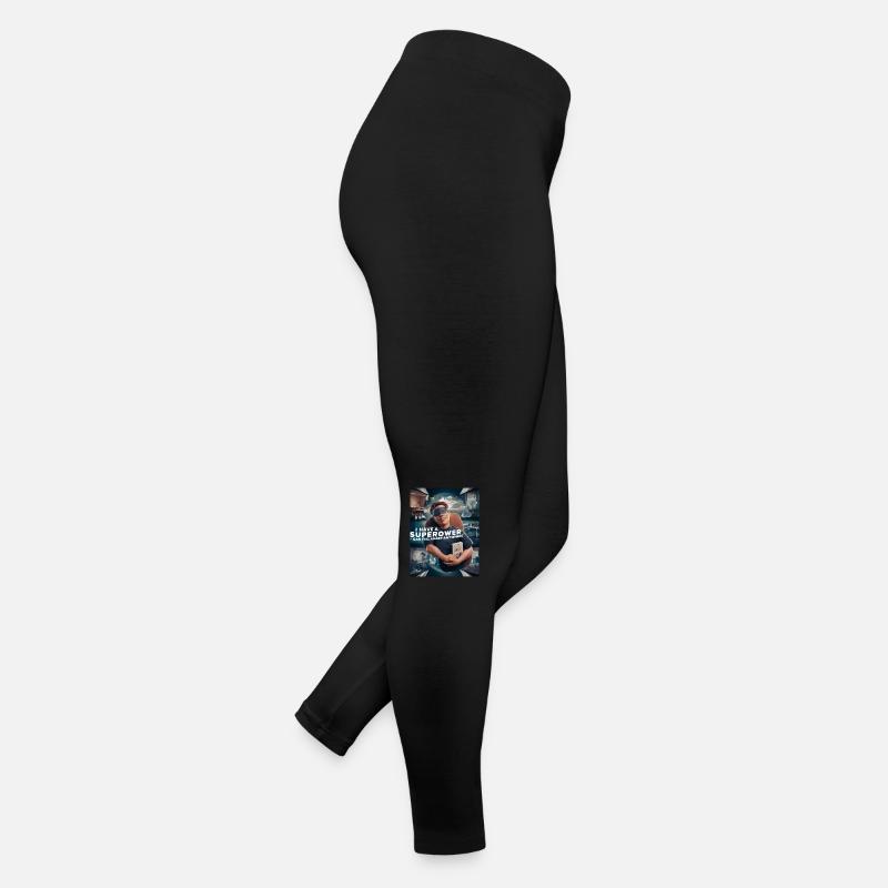 Animowana postać 3D w masce do spania i trzymająca Damskie legginsy z dżerseju