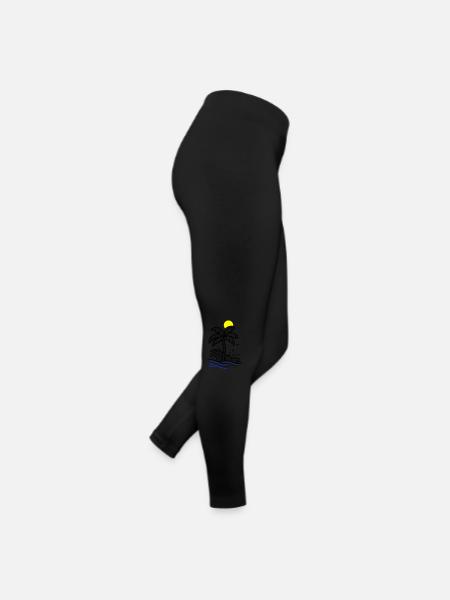 Palm Tree Holidays Plage Été - Legging en jersey Femme - noir - Droite
