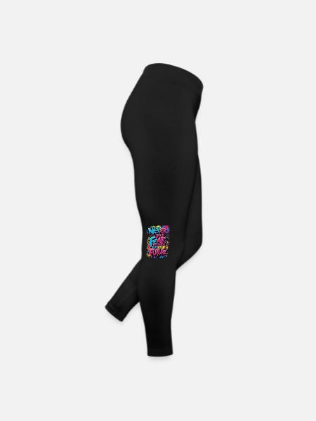graffiti street art spray vintage quotes retro rap - Women’s Jersey Leggings - black - Right