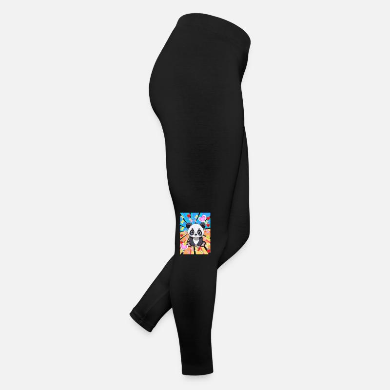 80er Retro Panda Kinder Mädchen Jungen Frauen Jersey Leggings