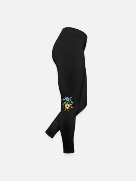 Blumen - Frauen Jersey Leggings - Schwarz - Rechts
