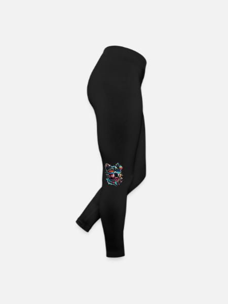 Head of dog in bright colors with sunglasses - Women’s Jersey Leggings - black - Right
