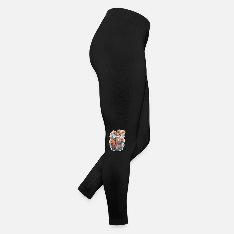Tiger Süß mit Blumen Sticker Style Frauen Jersey Leggings