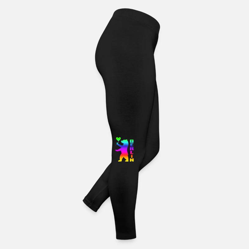 Pride Berlin Bear with Heart Rainbow Flag Women’s Jersey Leggings