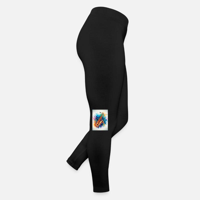 Aquarell-Saxophon Frauen Jersey Leggings