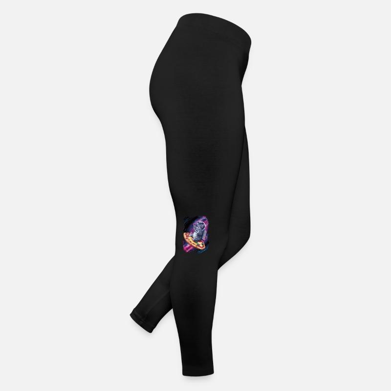 Kitten astronaut on pizza in space Women’s Jersey Leggings