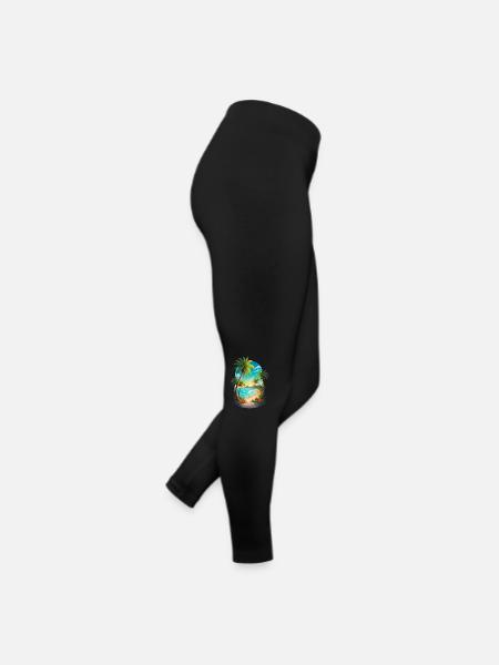 Palmenstrand - Frauen Jersey Leggings - Schwarz - Rechts