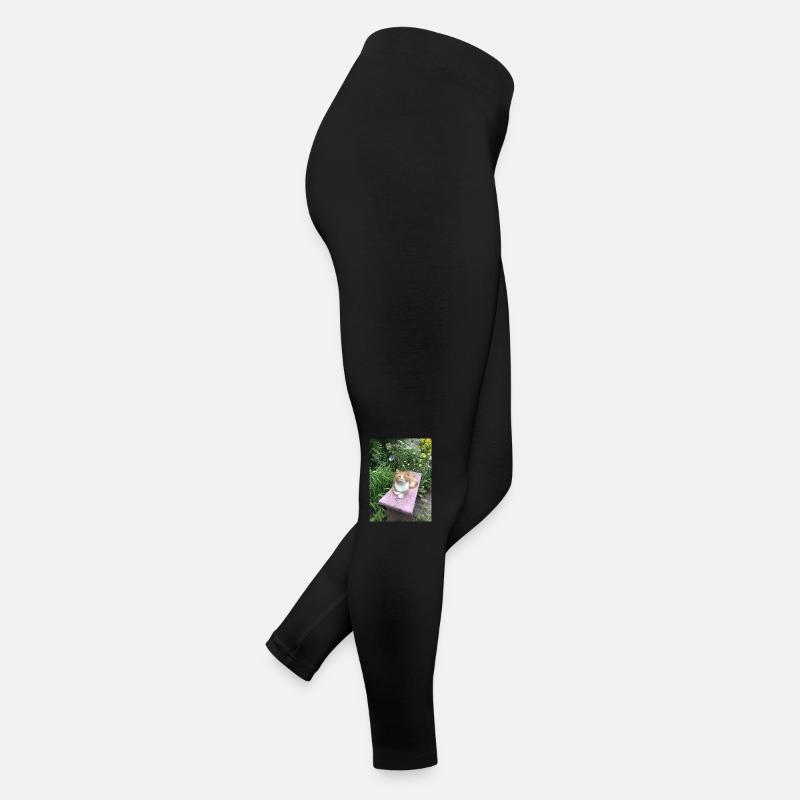 Red Cat Cute Cat Little Tiger Flowers Women’s Jersey Leggings