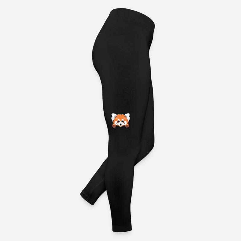 Peeking cute red panda - Women’s Jersey Leggings - black