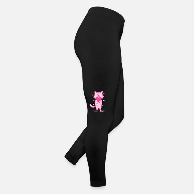 Chat rose avec cœur Legging en jersey Femme