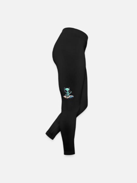 Alien Alien UFO Surfer Beach Summer Urla - Women’s Jersey Leggings - black - Right