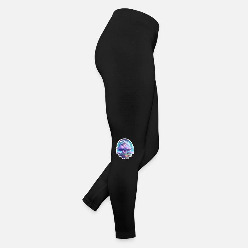Sky-High Whimsy: Floating Islands - Women’s Jersey Leggings - black