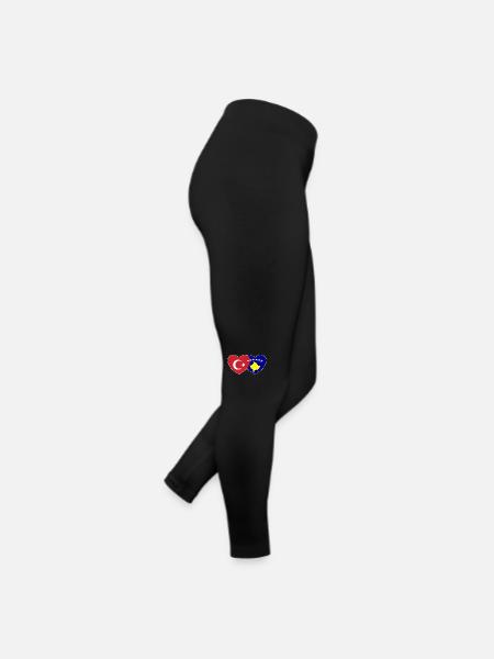 Türkei Kosovo Flagge Herz vereint - Frauen Jersey Leggings - Schwarz - Rechts